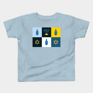 colorblock hebrew hanukkah menorah dreidel Kids T-Shirt